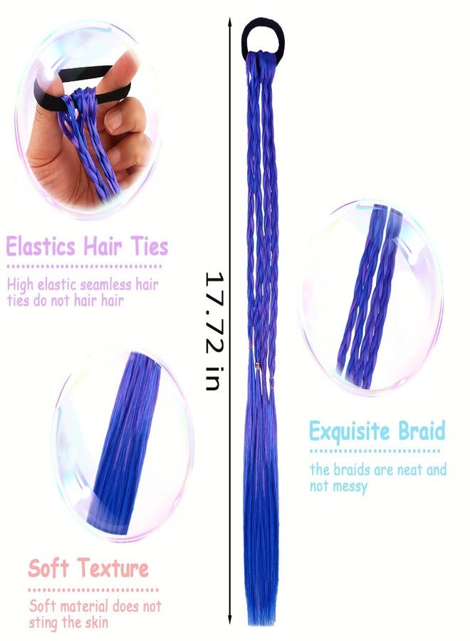 Exacoo 6pcs Colored Braided Ponytail Hair Extension for kids, Crazy Hair Day Accessories For Girls,Hair Stuff for Girls Rainbow Colorful Hair Extensions for kids - Image 2