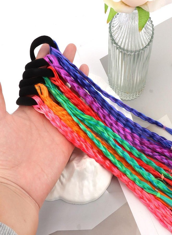 Exacoo 6pcs Colored Braided Ponytail Hair Extension for kids, Crazy Hair Day Accessories For Girls,Hair Stuff for Girls Rainbow Colorful Hair Extensions for kids - Image 5