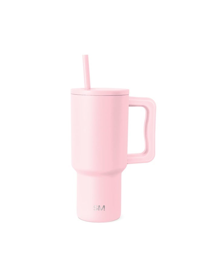 Simple Modern 30 oz Tumbler with Handle and Straw Lid | Insulated Cup Reusable Stainless Steel Water Bottle Travel Mug Cupholder Friendly | Gifts for Women Men Him Her | Trek Collection | Blush - Image 1