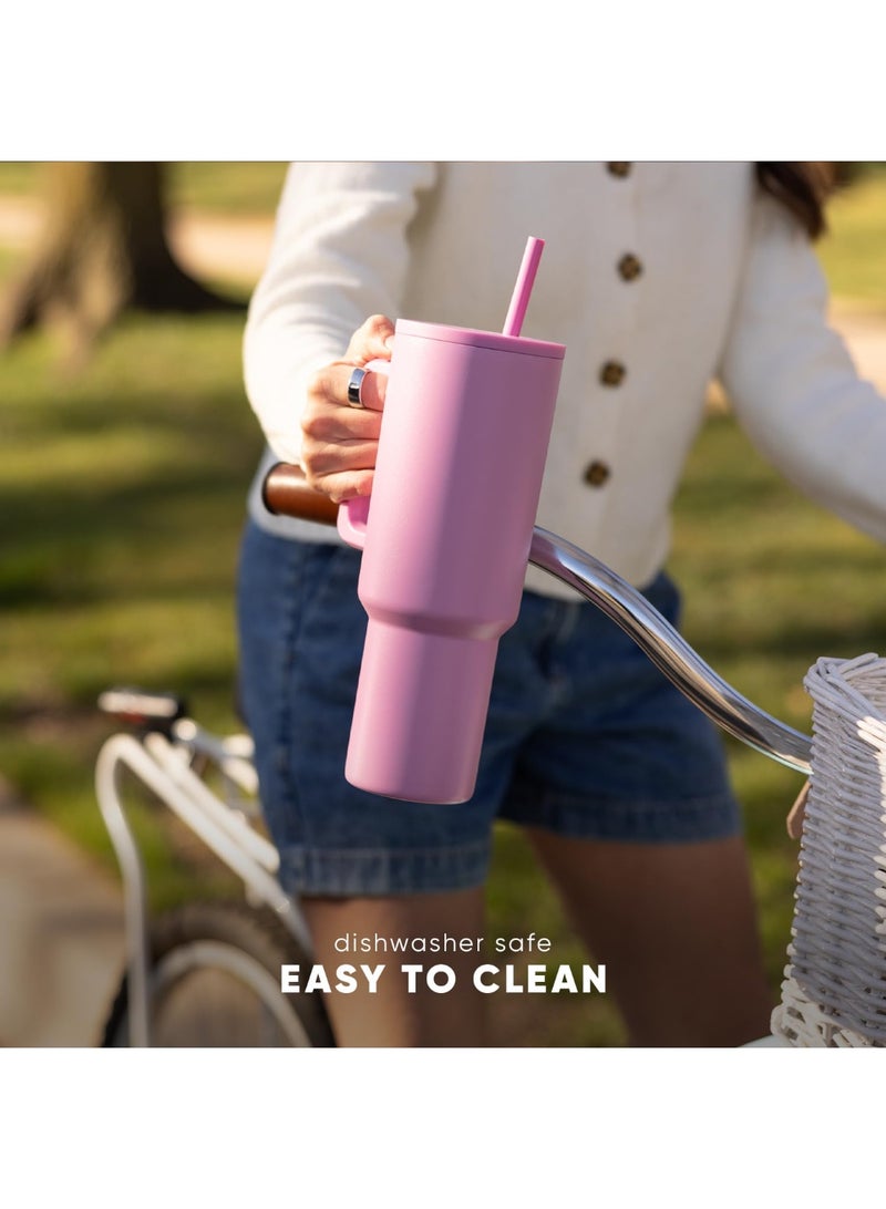 Simple Modern 30 oz Tumbler with Handle and Straw Lid | Insulated Cup Reusable Stainless Steel Water Bottle Travel Mug Cupholder Friendly | Gifts for Women Men Him Her | Trek Collection | Blush - Image 4