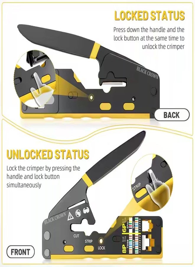 BLACK CROWN Crimps RJ45 Pass Through RJ12 RJ11 Regular Network Connector and Strip Cut CAT5/5e CAT6/6a CAT7 Unshielded and Shielded Ethernet Cable Handle (Multi Colour) - Image 4