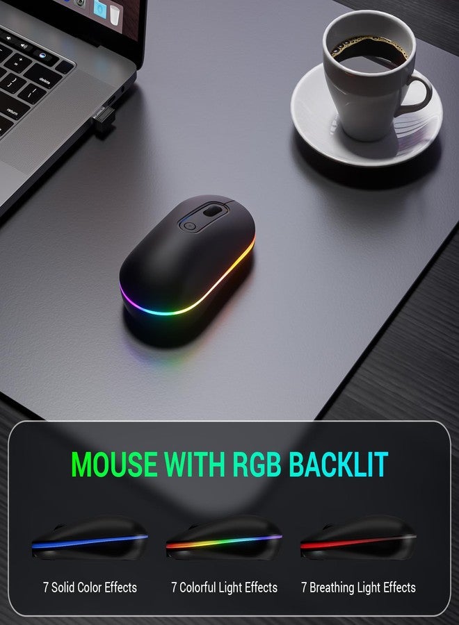 Lovaky Wireless Keyboard and Mouse Combo, 2.4G Full-Sized Ergonomic Keyboard Mouse, 3 DPI Adjustable Cordless USB Keyboard and Mouse, Quiet Click for Computer/Laptop/Windows/Mac (RGB Rainbow, 1 Pack) - Image 5