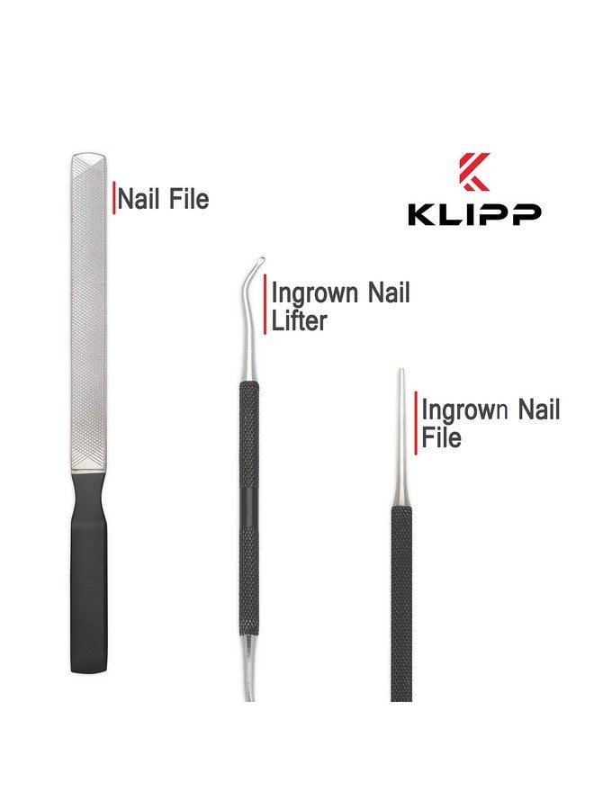 KLIPP Ingrown Toenail Tool Kit For Men And Women -Ingrowing Toe Nail Lifter, Rounded File And Metal Fingernail File For Manicure Pedicure Foot Care - Heavy Duty Surgical Grade Steel - Image 2