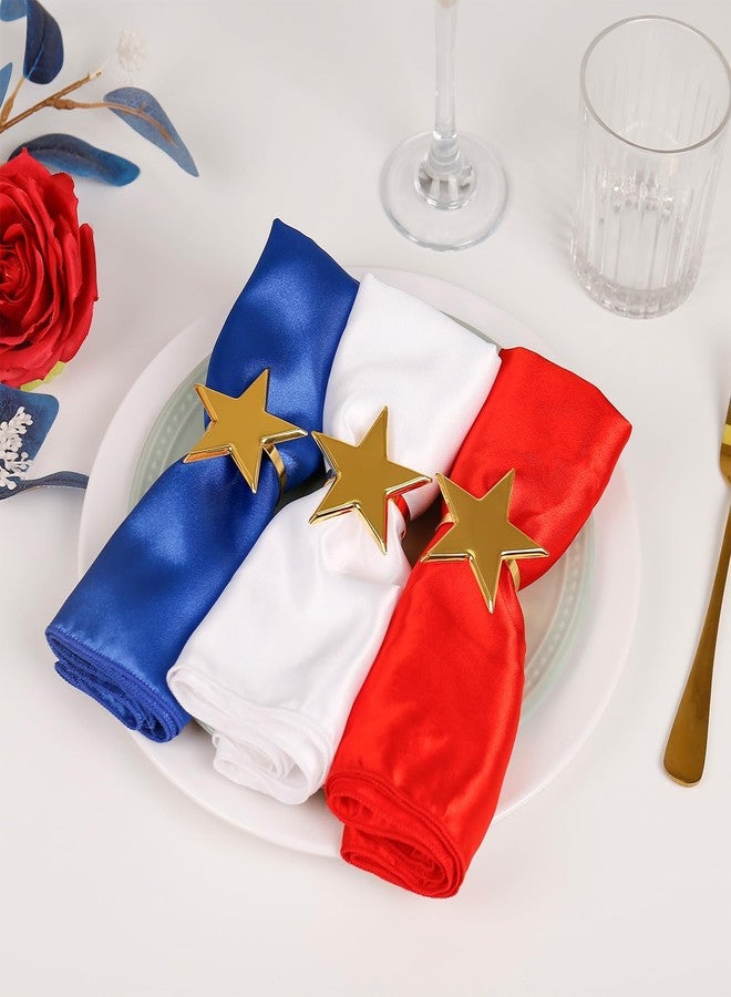 wonlex Golden Star Napkin Ring Set of 8 for Independence Day, Patriotic Napkin Rings Flag Day Serviette Buckle Holder, 4th of July Party Family Gatherings Dinner Table Decor(Gold Star) - Image 2