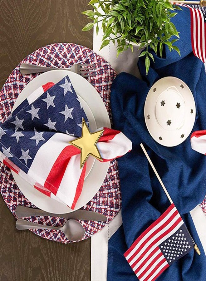 wonlex Golden Star Napkin Ring Set of 8 for Independence Day, Patriotic Napkin Rings Flag Day Serviette Buckle Holder, 4th of July Party Family Gatherings Dinner Table Decor(Gold Star) - Image 3