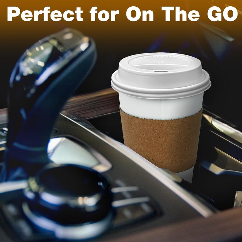 Ginkgo 100 Pack 8 oz Thickened Paper Coffee Cups with White Lids and Sleeves  Disposable To Go Coffee Cups for Espresso Coffee  Hot Chocolate and Cocoa - Image 4