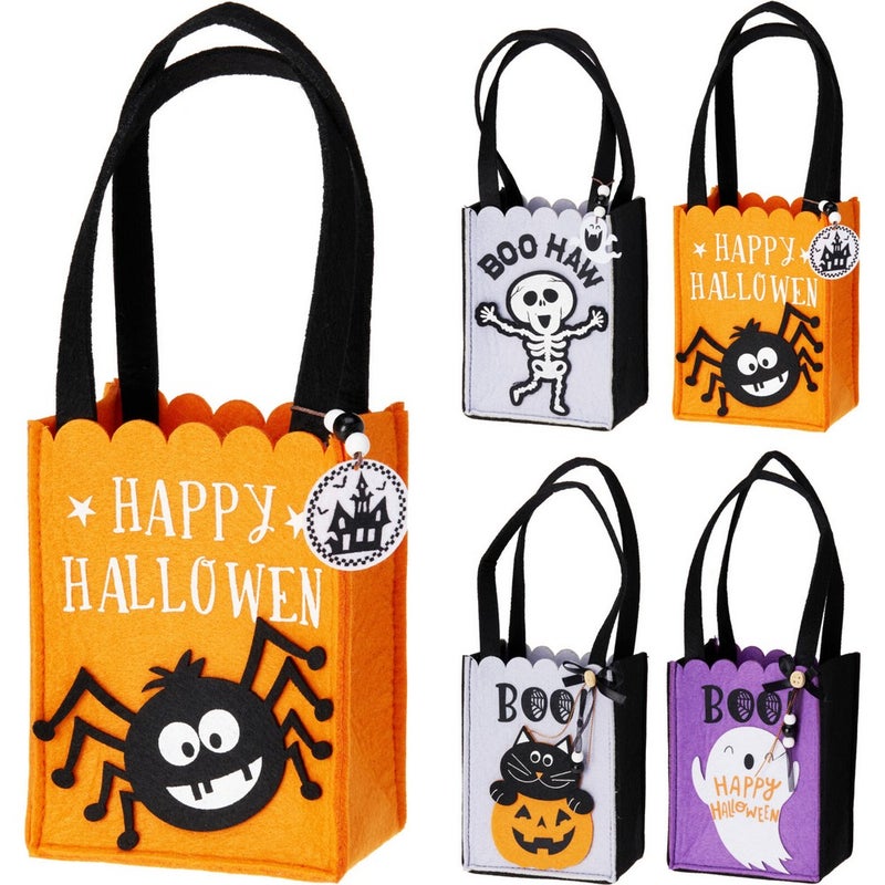 Koopman Halloween Felt Basket – 155mm Spooky Holiday Decoration, Seasonal Candy Holder for Home, Tabletop & Festive Display, Assorted 1 Piece - Image 1