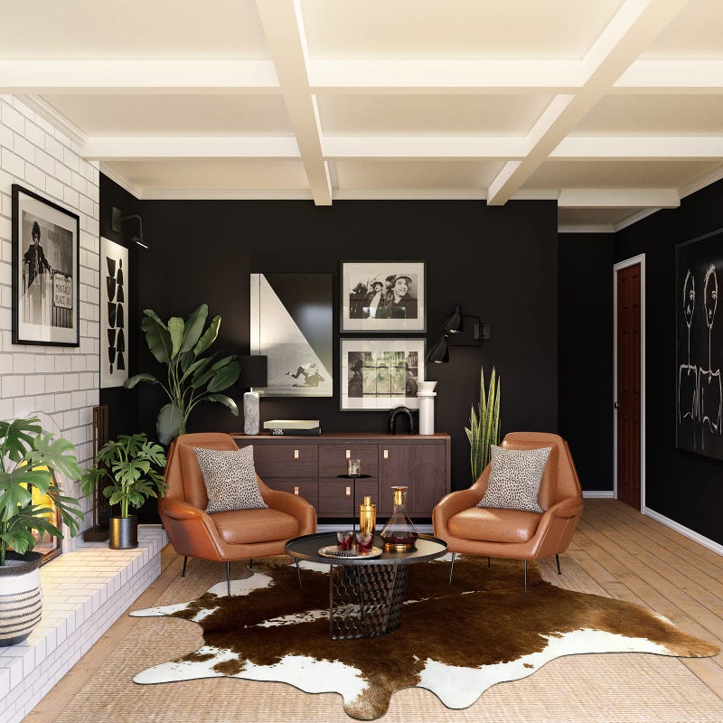 AROGAN Premium Faux Cowhide Rug 6.2 x 5.2 Feet, Sturdy and Large Size Cow Print Rugs, Suitable for Bedroom Living Room Western Decor, Faux Fur Animal Cow Hide Carpet, Brown - Image 1