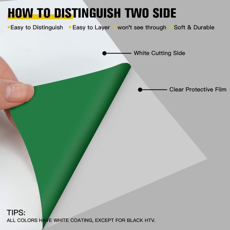JANDJPACKAGING Green Heat Transfer Vinyl Bundle: 10 Pack 12"x10" Sheets, HTV Vinyl Sheets for Cricut & Silhouette Cameo or Home Iron On Vinyl T-Shirts & Fabrics - Image 3