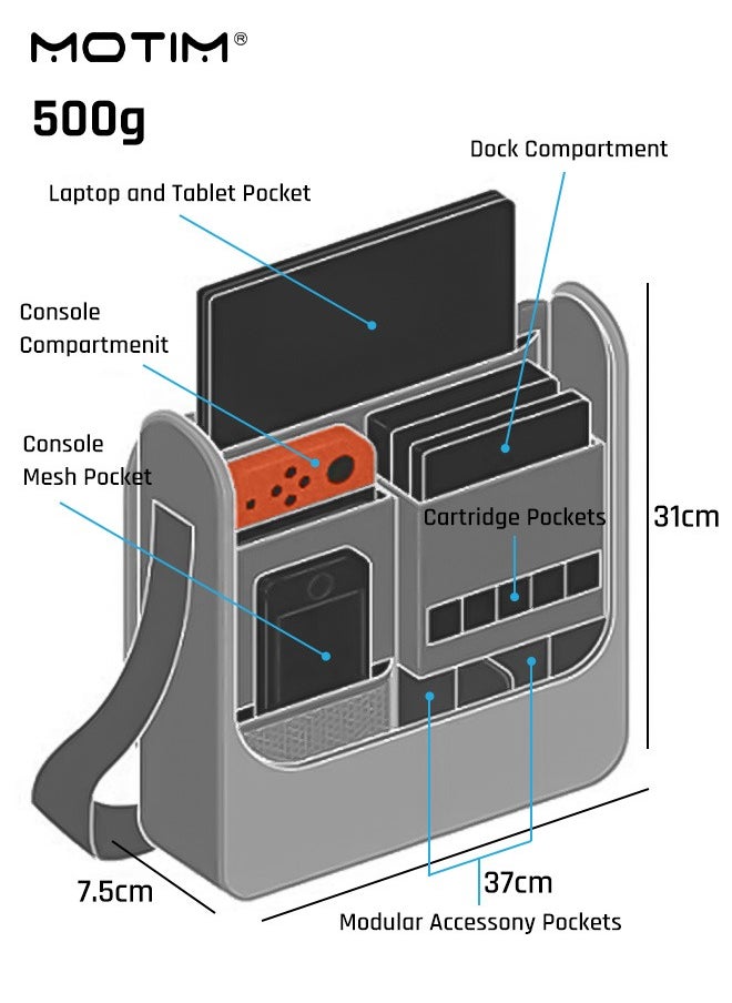 Motim - Carrying Case for Nintendo Switch/Nintendo Switch Lite, Waterproof Crossbody Bag Gaming Case for Accessories, Multifunctional Console Case Travel Bag, Large Capacity - Image 1