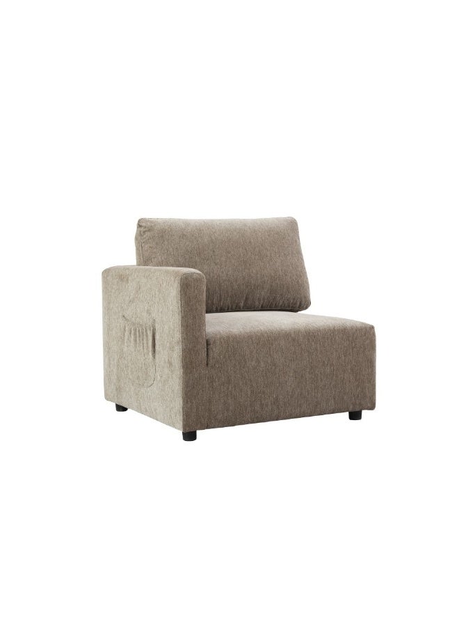 Benjo 1 Seater Left Arm Fabric Modular Sofa | Modern Design Single Seater Chair | Comfortable Living Room Furniture L92xW92xH90cm - Brown