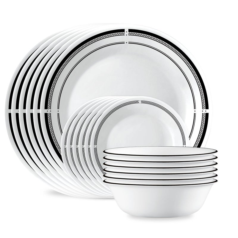 Corelle 18Piece Round Dinnerware Set Service for 6 Lightweight Round Plates and Bowls Set Vitrelle Triple Layer Glass Chip and Scratch Resistant Microwave and Dishwasher Safe Brasserie - Image 2