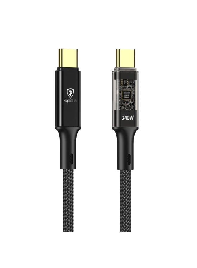 SPON Auto Disconnect Fast Charging Cable 240W USB-C – Smart Auto Cut-Off – 1m - Image 1