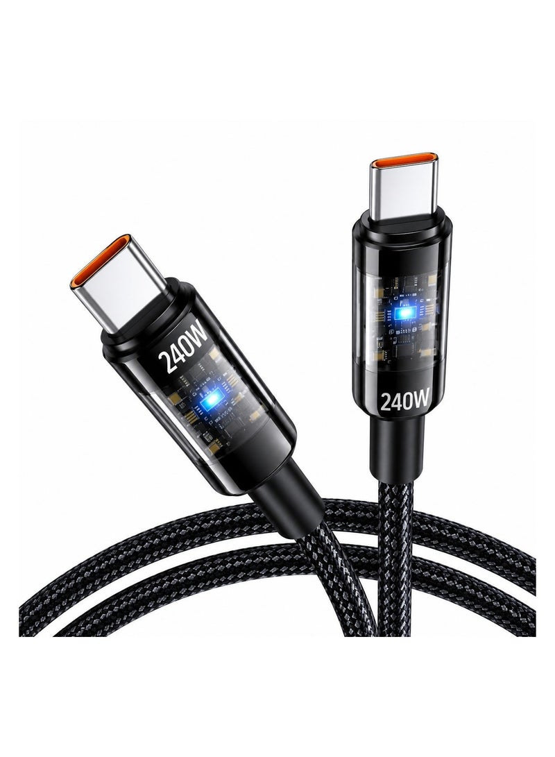 سبون كابل شحن سريع بقوة 240 وات USB-C - نايلون مضفر فائق المتانة مع تقنية الفصل التلقائي - Image 4
