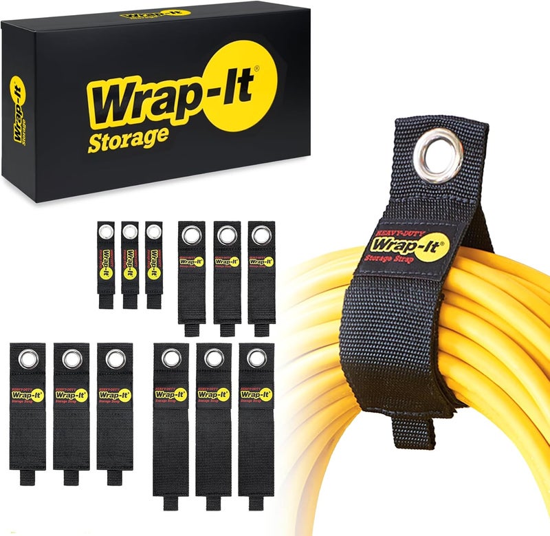 Wrap-It Storage Heavy-Duty Straps (Assorted 12 Pack) - Stocking Stuffer for Hanging Extension Cord Organizer for Cable Management and Storage on Garage Wall, RV Gadgets and Appliances - Image 1