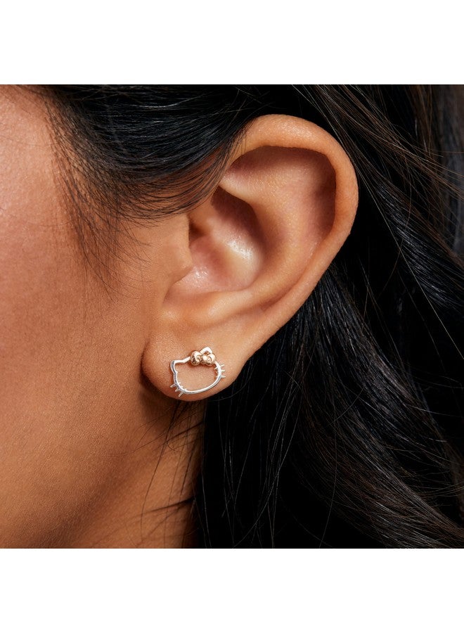 هالو كيتي أقراط نسائية من Sanrio Hello Kitty - أقراط من الفضة الإسترلينية بتصميم Hello Kitty مرخصة رسميًا - Image 2