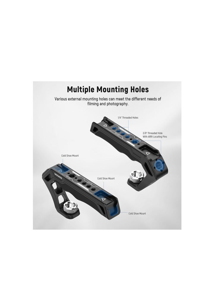 NEEWER Camera Top Handle CA007 with ARRI 3/8" Locating Pins – Silicone Grip, 1/4" & 3/8" Mounting Threads, 3 Cold Shoe Mounts – Compatible with Camera Cages, Video Rigs, SmallRig Handles black - Image 4