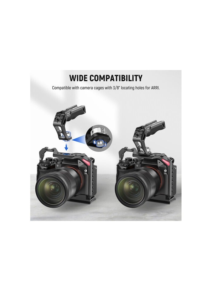 NEEWER Camera Top Handle CA007 with ARRI 3/8" Locating Pins – Silicone Grip, 1/4" & 3/8" Mounting Threads, 3 Cold Shoe Mounts – Compatible with Camera Cages, Video Rigs, SmallRig Handles black - Image 3