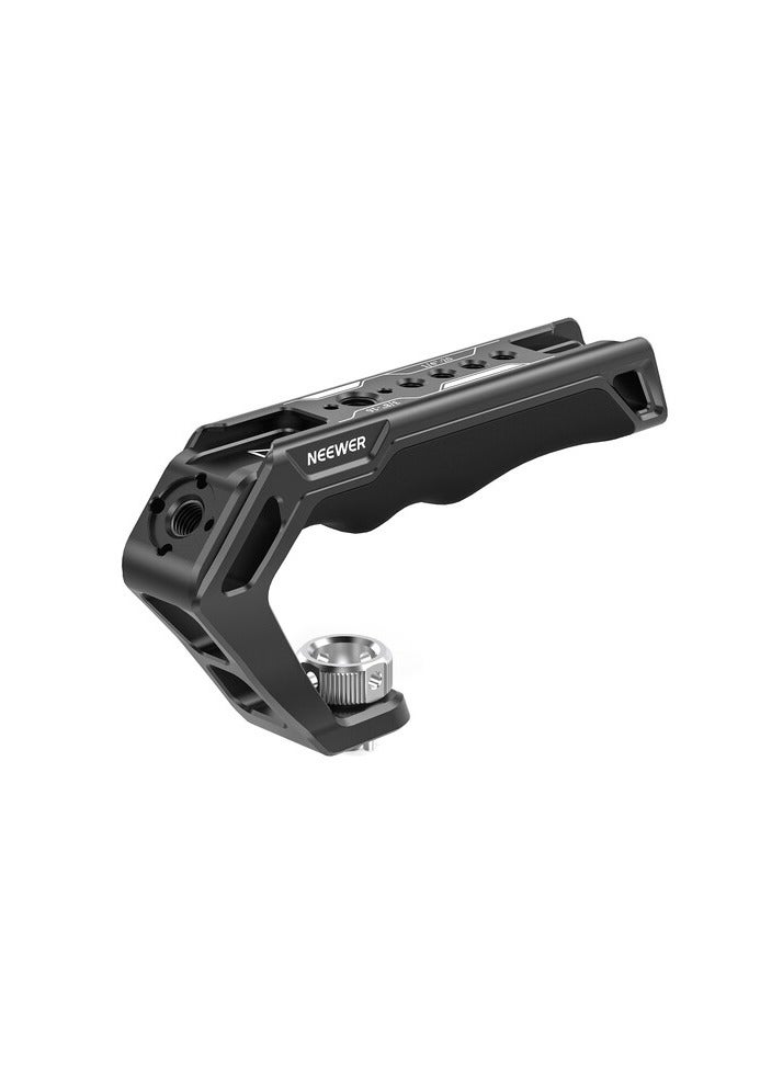 NEEWER Camera Top Handle CA007 with ARRI 3/8" Locating Pins – Silicone Grip, 1/4" & 3/8" Mounting Threads, 3 Cold Shoe Mounts – Compatible with Camera Cages, Video Rigs, SmallRig Handles black - Image 1