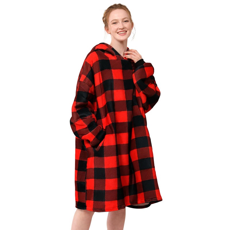LetsFunny Blanket HoodieOversized Wearable Sherpa Fleece Blanket SweatshirtSuper Soft Warm Cozy with Giant PocketGifts for Women Men Adults Teenagers Kids One Size Fits All