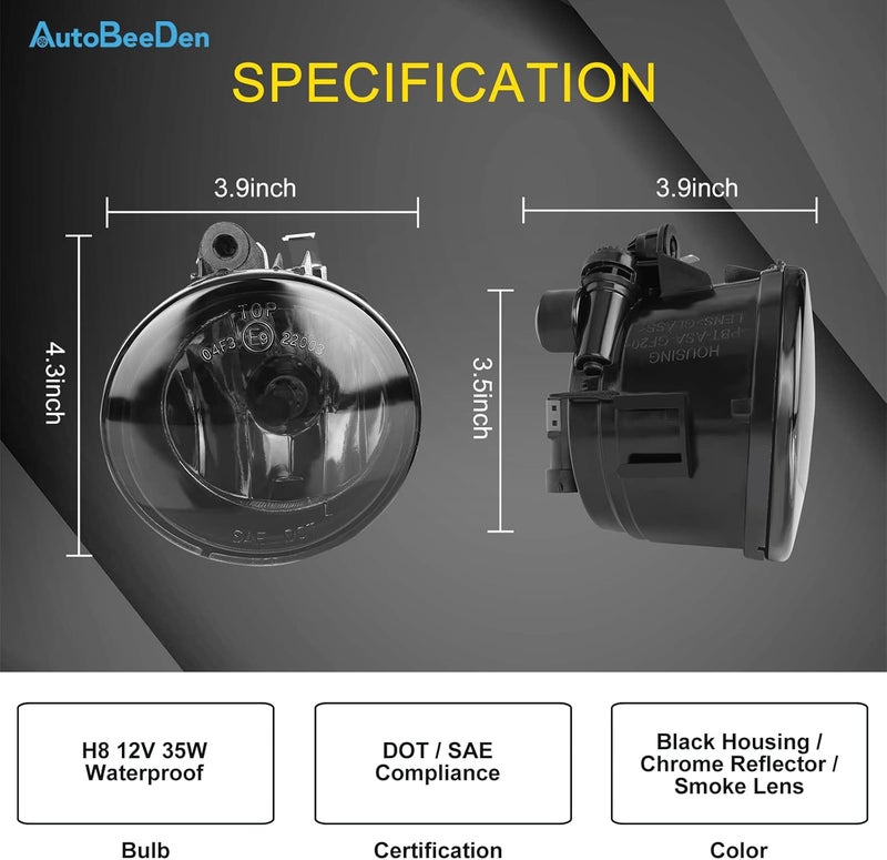 AutoBeeDen Fog Lights for BMW X1 X2 X3 X4 X5 X6 (2011-2021) - Smoke, Halogen Lamp, 1 Pair - Image 3