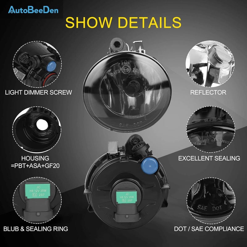 AutoBeeDen Fog Lights for BMW X1 X2 X3 X4 X5 X6 (2011-2021) - Smoke, Halogen Lamp, 1 Pair - Image 4