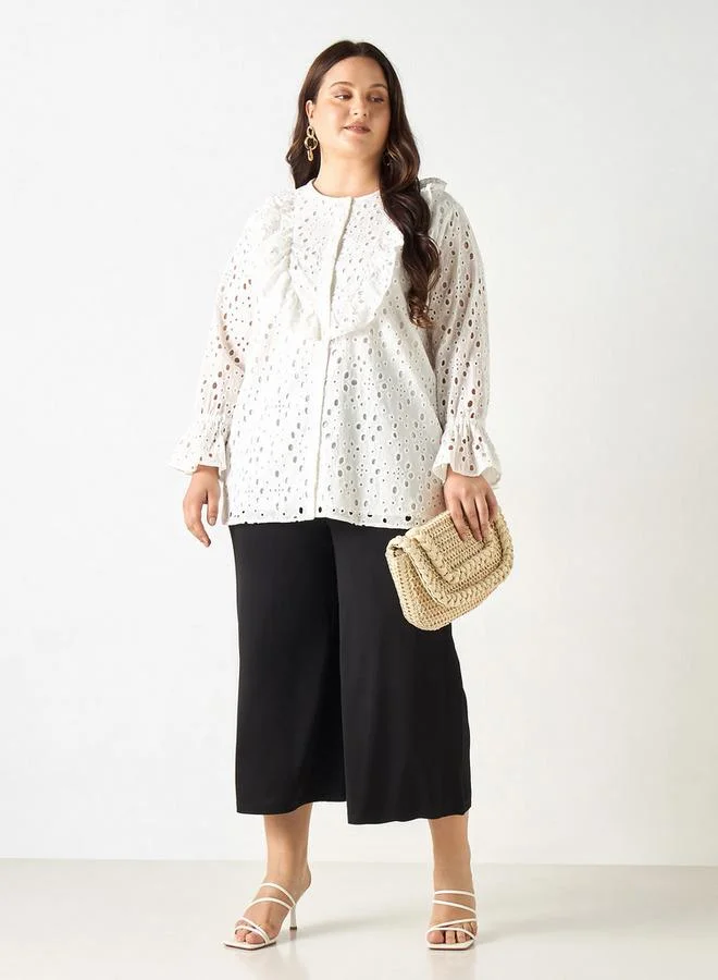 Ulla Popken Plus Size Ulla Popken Culottes with Elasticated Waistband and Pockets