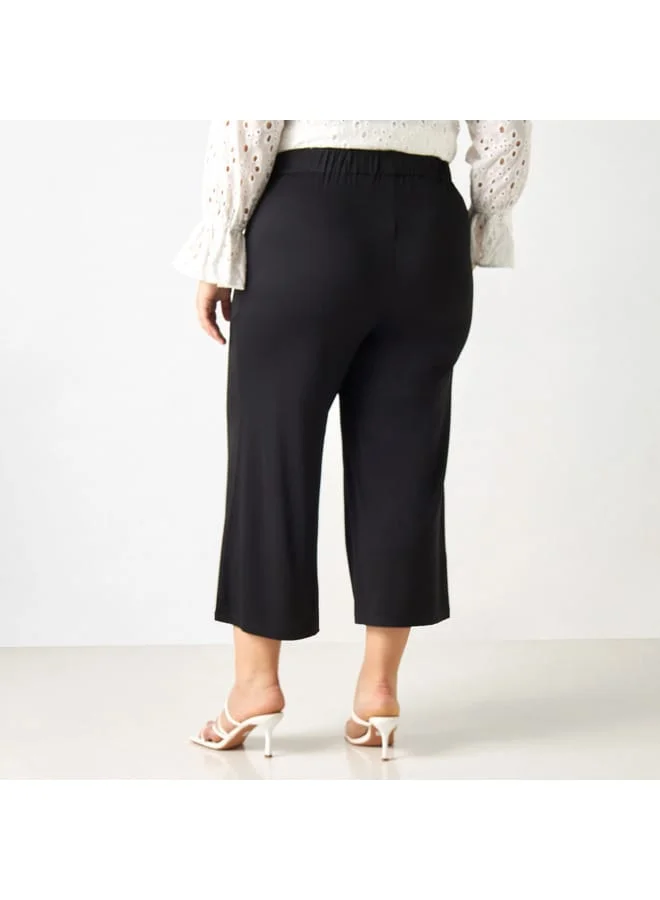 Ulla Popken Plus Size Ulla Popken Culottes with Elasticated Waistband and Pockets