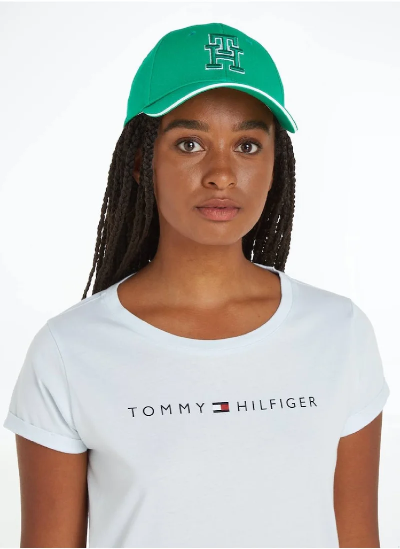 TOMMY HILFIGER Women's Prep Th Monogram Embroidery Baseball Cap -  Pure organic cotton, Green