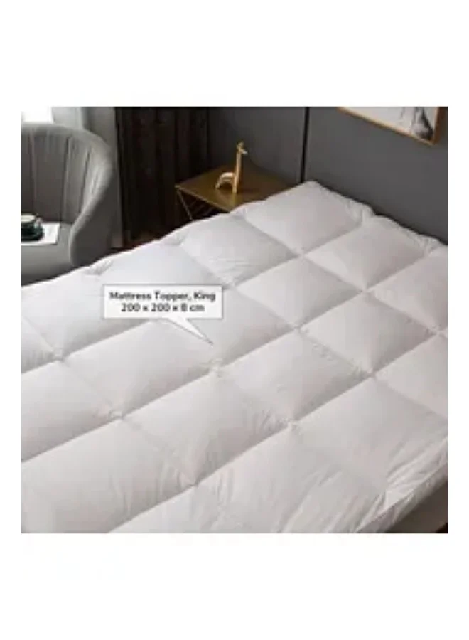 Donetella Cotton Mattress Topper Single Size120x200x30+14 cm And 1500 GSM With Supersoft Fabric And Hotel Style (Fitted Style),White