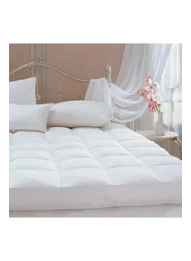 Donetella Cotton Mattress Topper Single Size120x200x30+14 cm And 1500 GSM With Supersoft Fabric And Hotel Style (Fitted Style),White