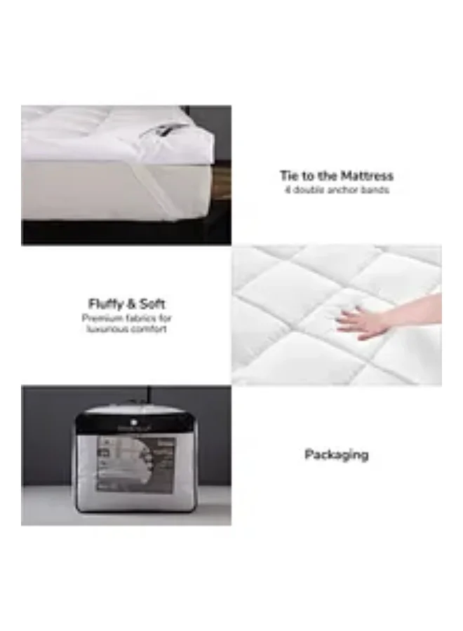 Donetella Cotton Mattress Topper Single Size120x200x30+14 cm And 1500 GSM With Supersoft Fabric And Hotel Style (Fitted Style),White