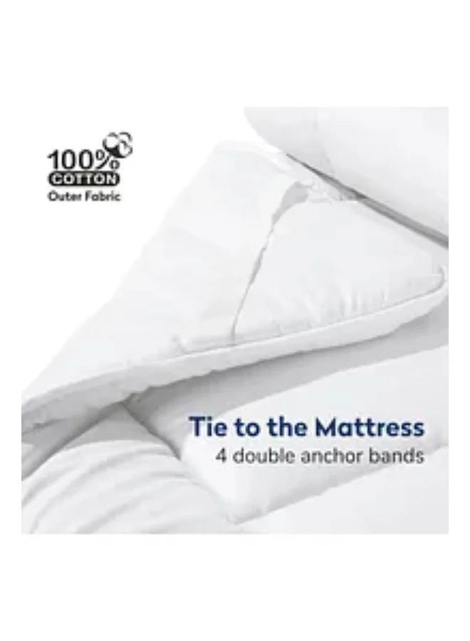 Donetella Cotton Mattress Topper Single Size120x200x30+14 cm And 1500 GSM With Supersoft Fabric And Hotel Style (Fitted Style),White