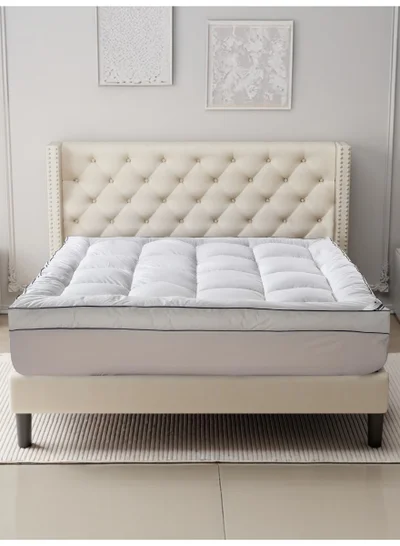 Donetella Cotton Mattress Topper Twin Size120x200x30+14 cm And 1500 GSM With Supersoft Fabric And Hotel Style (Fitted Style),White