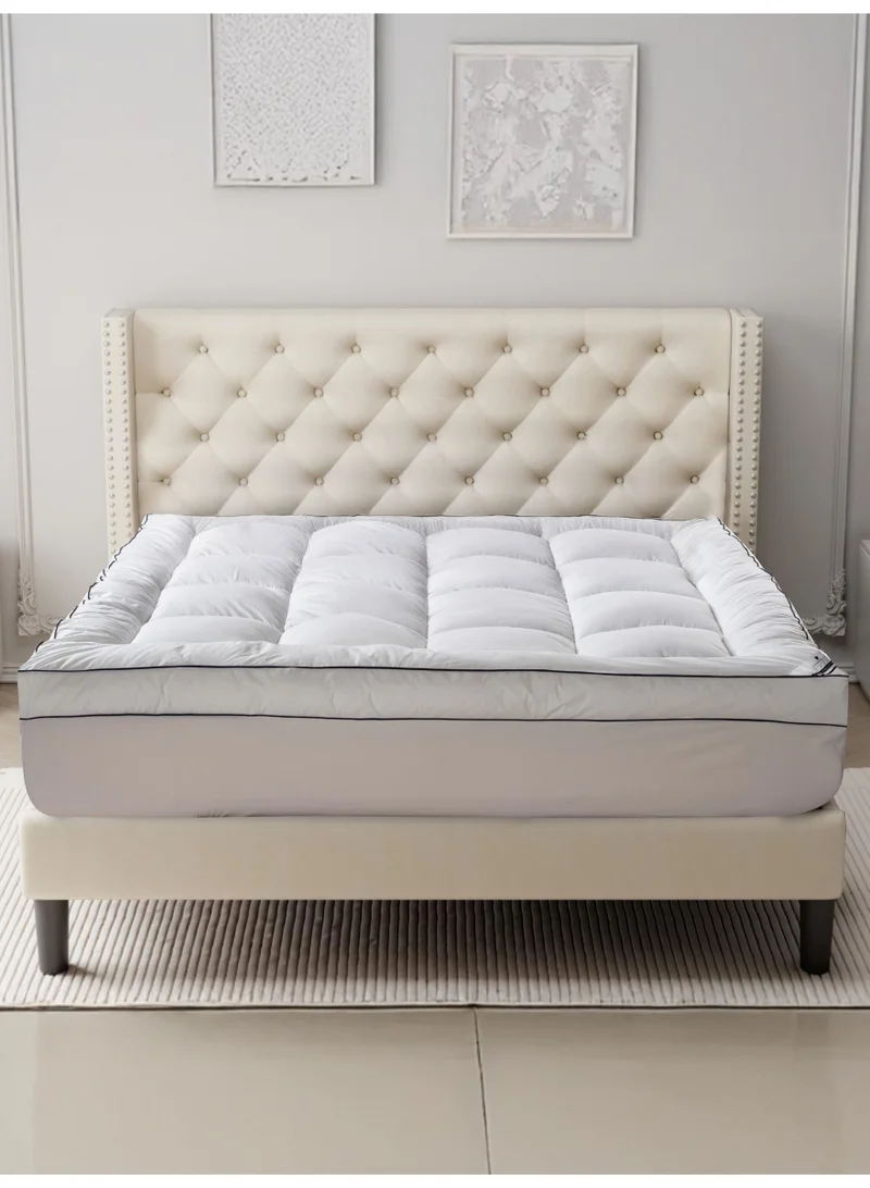 Donetella Cotton Mattress Topper Single Size120x200x30+14 cm And 1500 GSM With Supersoft Fabric And Hotel Style (Fitted Style),White