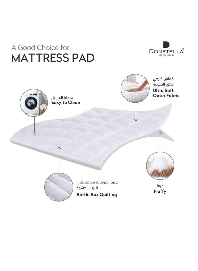 Donetella Cotton Mattress Topper Single Size120x200x30+14 cm And 1500 GSM With Supersoft Fabric And Hotel Style (Fitted Style),White  - Image 4