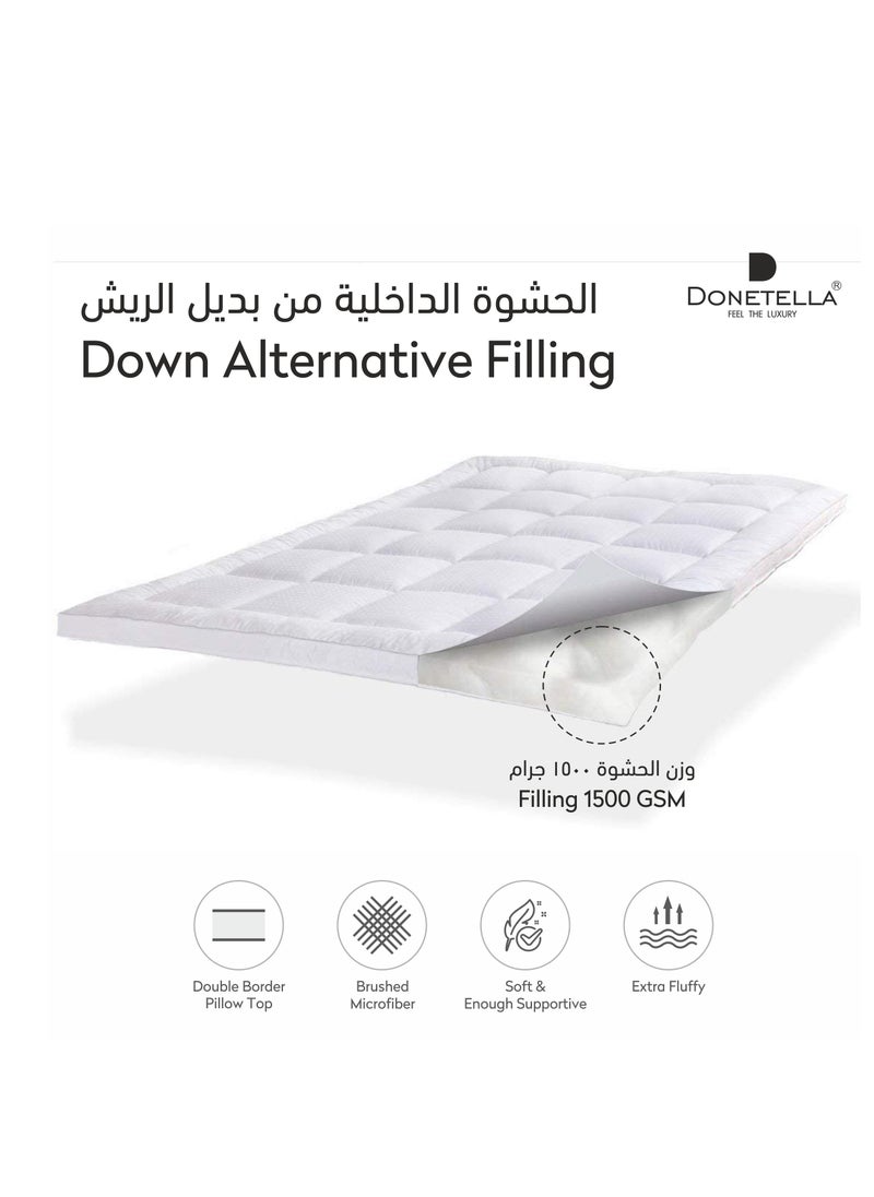 Donetella Cotton Mattress Topper Single Size120x200x30+14 cm And 1500 GSM With Supersoft Fabric And Hotel Style (Fitted Style),White  - Image 5