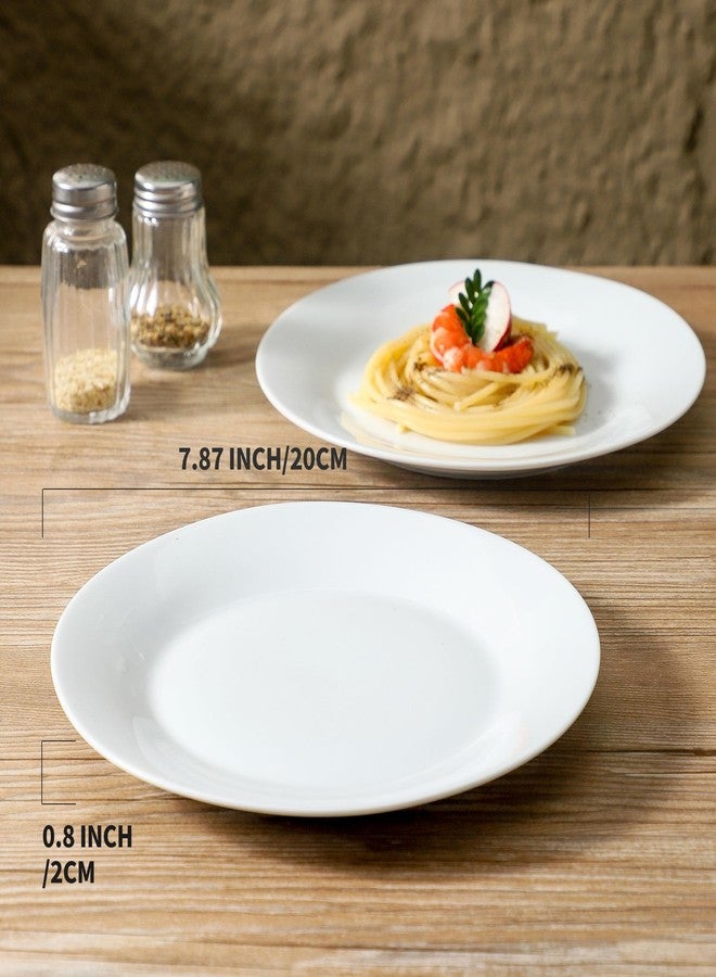 fMBB 4-Piece Salad Plates Set, 8 inch Ceramic Lightweight Round Plate Dessert Dish, Smooth Glaze - White Modern Dinnerware Set for Kitchen Serving - Image 2