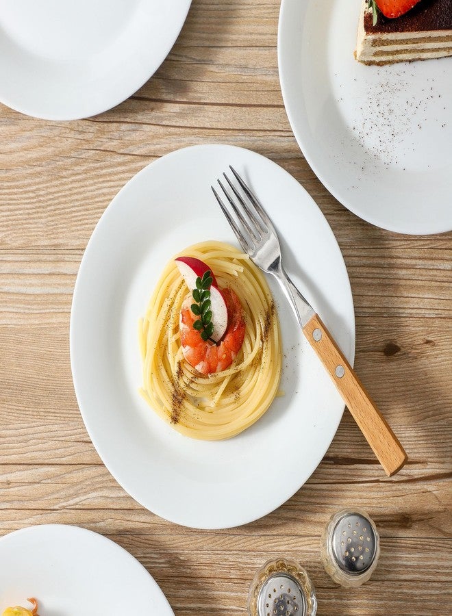 fMBB 4-Piece Salad Plates Set, 8 inch Ceramic Lightweight Round Plate Dessert Dish, Smooth Glaze - White Modern Dinnerware Set for Kitchen Serving - Image 3