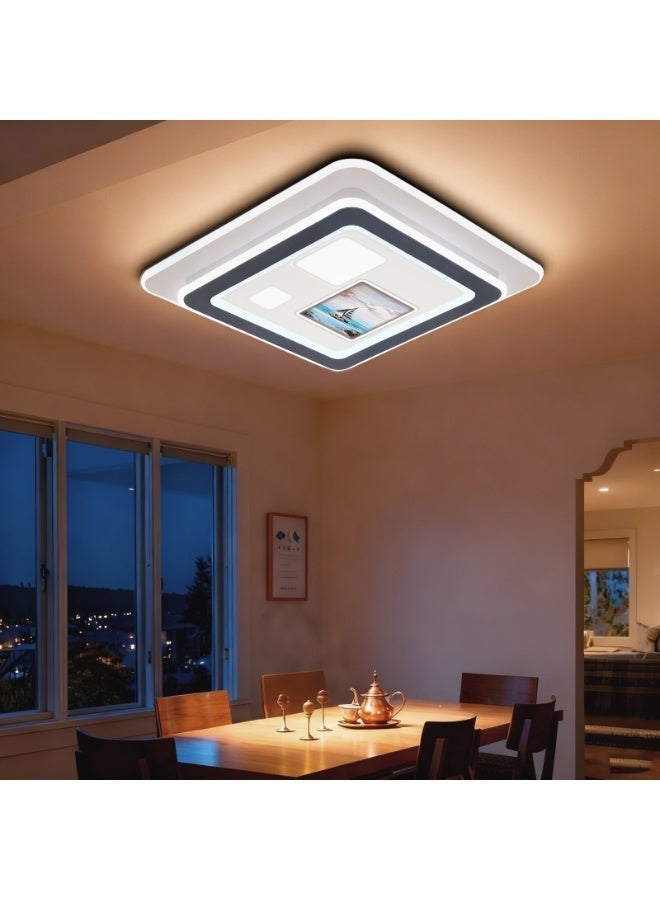 Luxury modern art square LED ceiling light with sailboat decorative panel - perfect for ambient lighting in living rooms, balconies and bedrooms, and complements a variety of stylish home decor styles. - Image 1