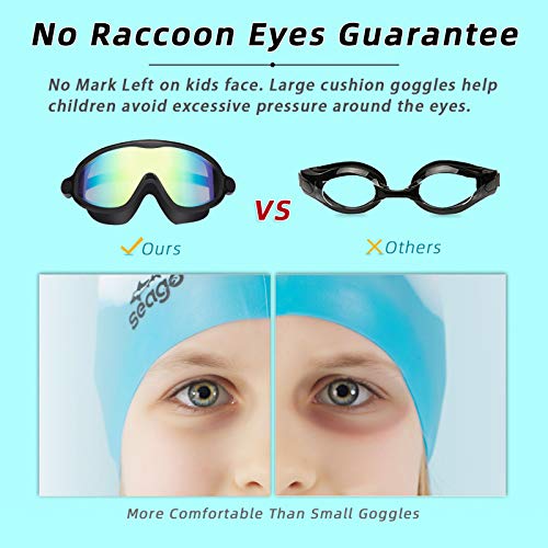 Seago Kids Goggles for Swimming 2 Pack No Leaking Anti-Fog Outer Eye Fit with Wide View UV Protection Crystal Clear Watertight Swim Goggles with nose cover Suitable for Children Youth Boys Girls Age 3 to 14 - Image 5