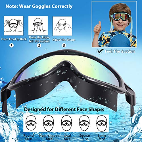 Seago Kids Goggles for Swimming 2 Pack No Leaking Anti-Fog Outer Eye Fit with Wide View UV Protection Crystal Clear Watertight Swim Goggles with nose cover Suitable for Children Youth Boys Girls Age 3 to 14 - Image 3