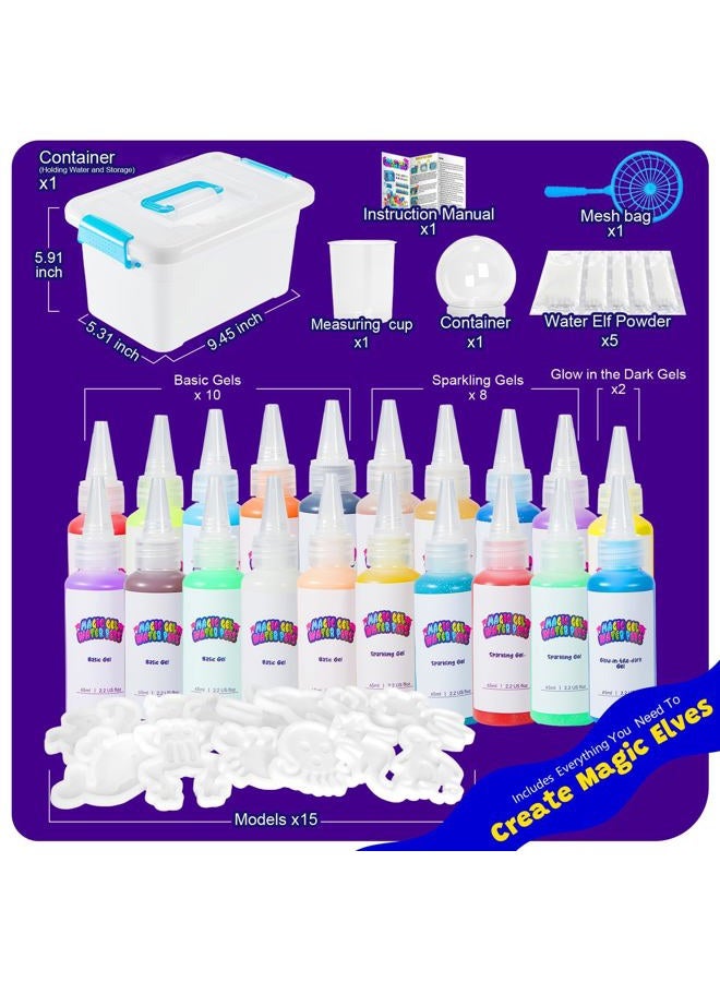 CUBETOOU Upgraded Magic Water Elf Toy Kit, 20 Gels & 15 Molds, Craft & Art Kits for Kids Age 3+, Aqua Fairy Water Gel Kit Make Your Own Water Pets Squishy Toy, DIY Squishy Maker Christmas Gift Party Favors - Image 4