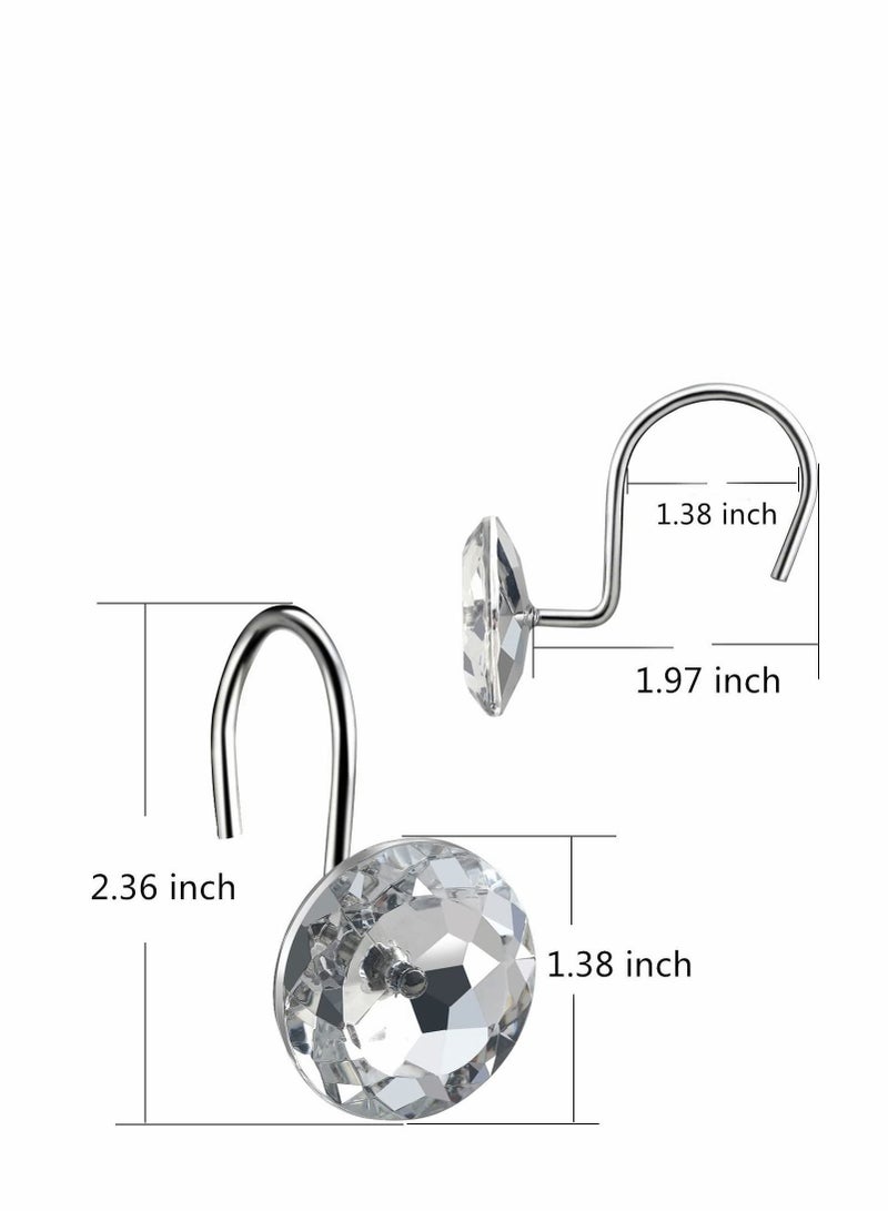 Y&D Shower Curtain Hooks, 12 Pcs Acrylic Decorative Rolling Hooks Rhinestones Bath Bathroom Set, Double Glide Rings...  - Image 5