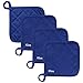 KLEX 4pcs Set, 330gsm Heat Resistant Durable Cotton Potholders for Cooking, Baking and Grilling, Blue, 6.7inches - Image 2