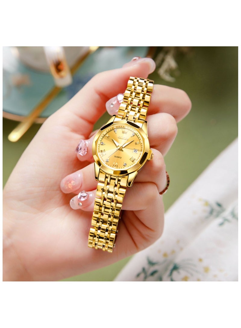 أوليفز ساعات OLEVS النسائية الأنيقة المصنوعة من الفولاذ المقاوم للصدأ ومقاومة للماء وساعة كوارتز مضيئة تناظرية - Image 4