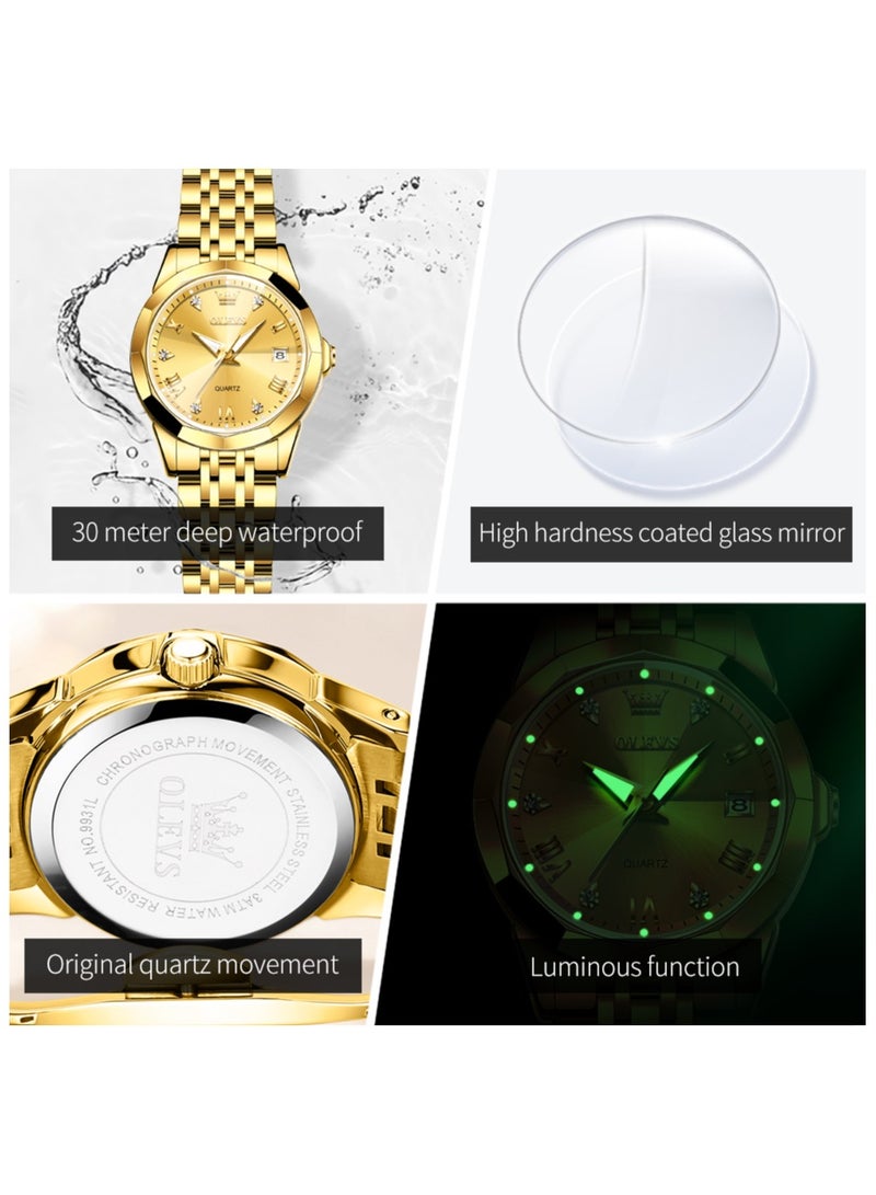 أوليفز ساعات OLEVS النسائية الأنيقة المصنوعة من الفولاذ المقاوم للصدأ ومقاومة للماء وساعة كوارتز مضيئة تناظرية - Image 5