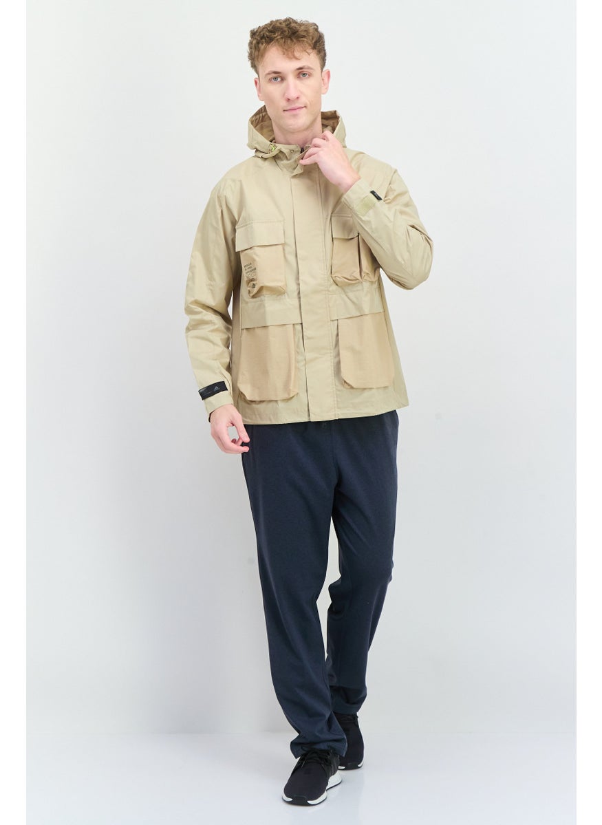 Adidas - Men Sportswear Fit Long Sleeve Multiple Pockets Outdoor Jacket, Khaki - Image 1