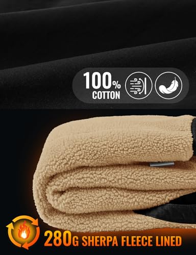 TBMPOY Men's Winter Vest Casual Sherpa Fleece lined Full Zip Lightweight Vest Outerwear Warm Cotton Travel Jackets Black 2XL - Image 3