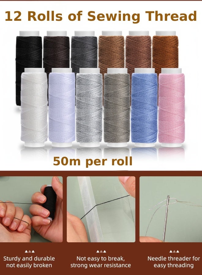 فَرَحُوم طقم خياطة الجلد اليدوي القوي – مجموعة أدوات خياطة الجلد مع خيوط مشمعة وخيوط تنجيد، إبر خياطة الجلد وأدوات إصلاح الجلد للأحذية، الحقائب، الأرائك، مقاعد السيارات، الثوب والعباءة، DIY إصلاحات - Image 4